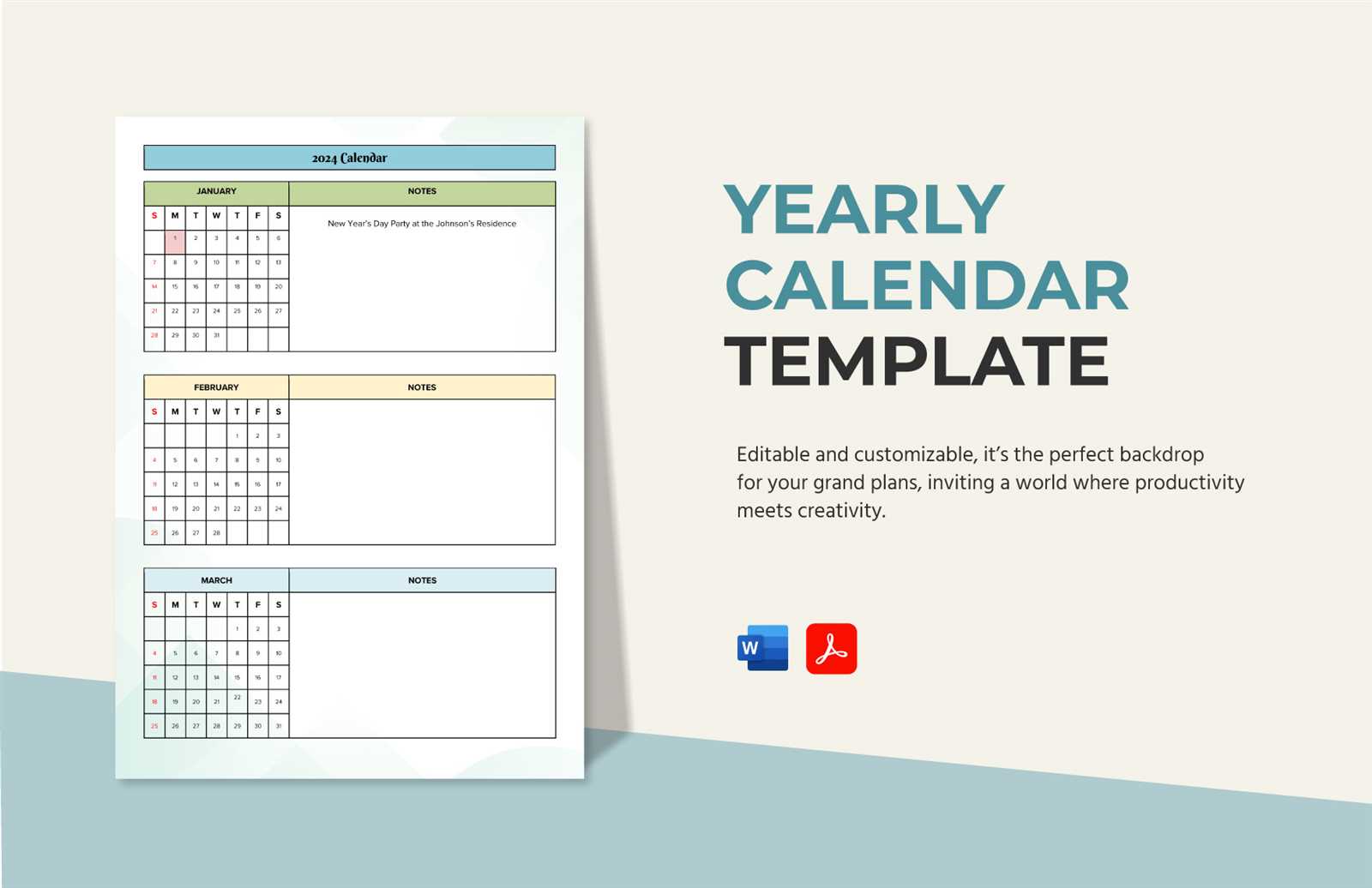 free yearly calendar templates