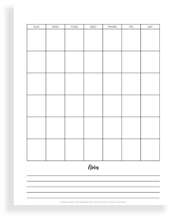 blank calendar grid template