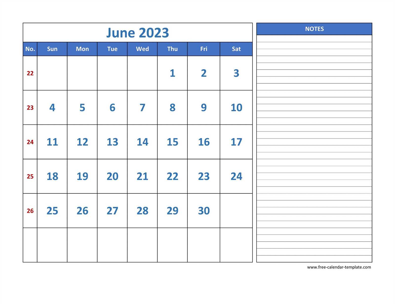 calendar june template