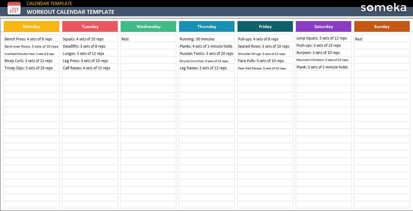 training plan calendar template