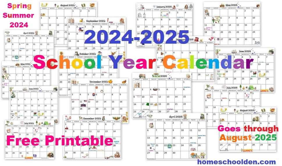 2025 school calendar template