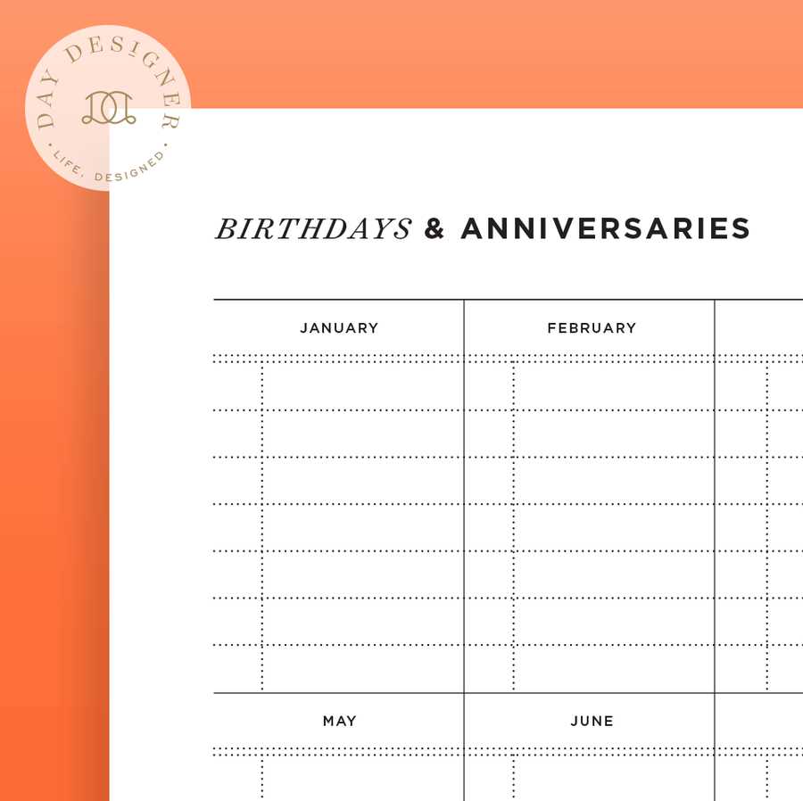 free birthday and anniversary calendar template