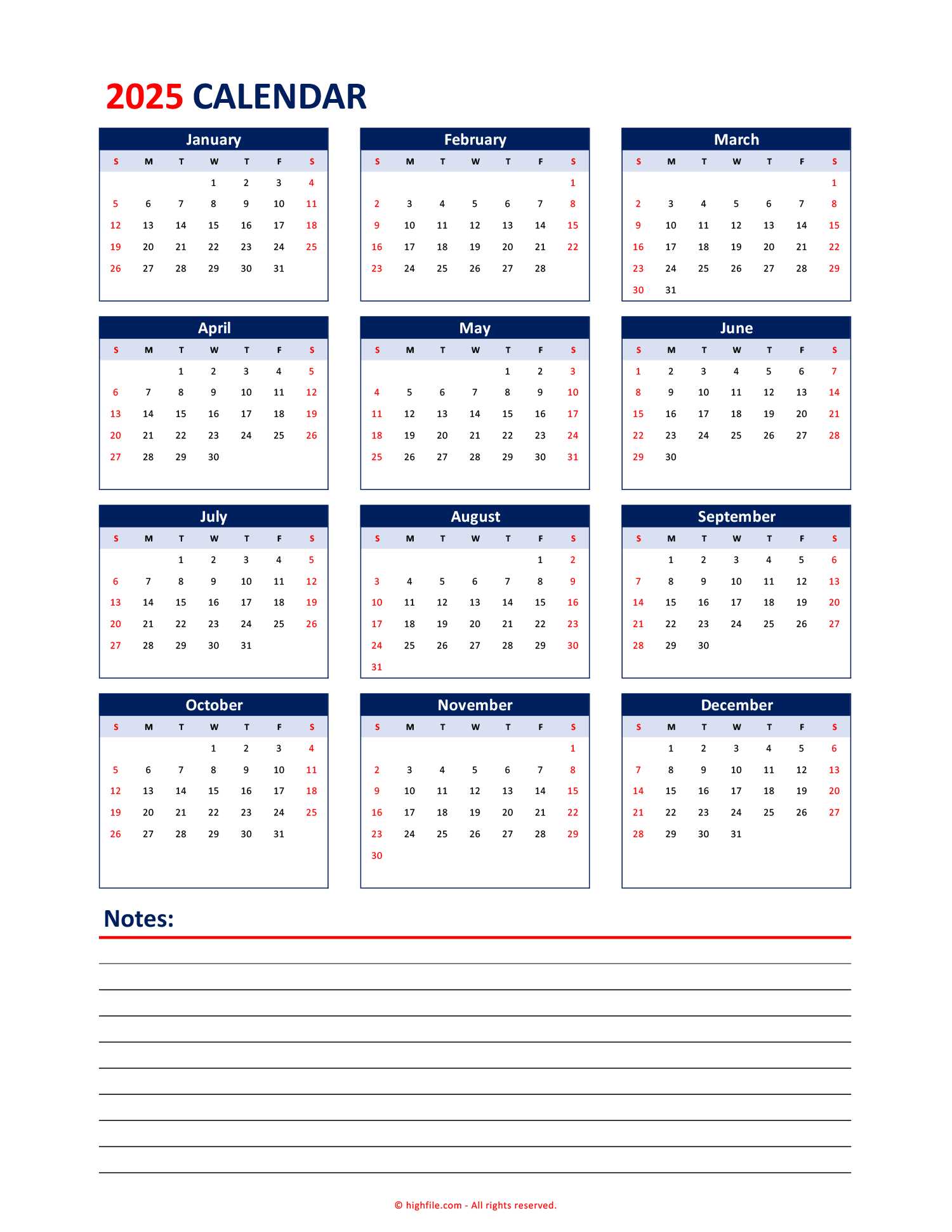 calender template 2025