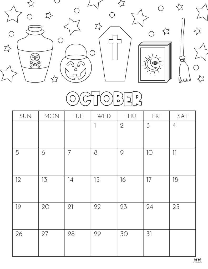 free october calendar template 2026