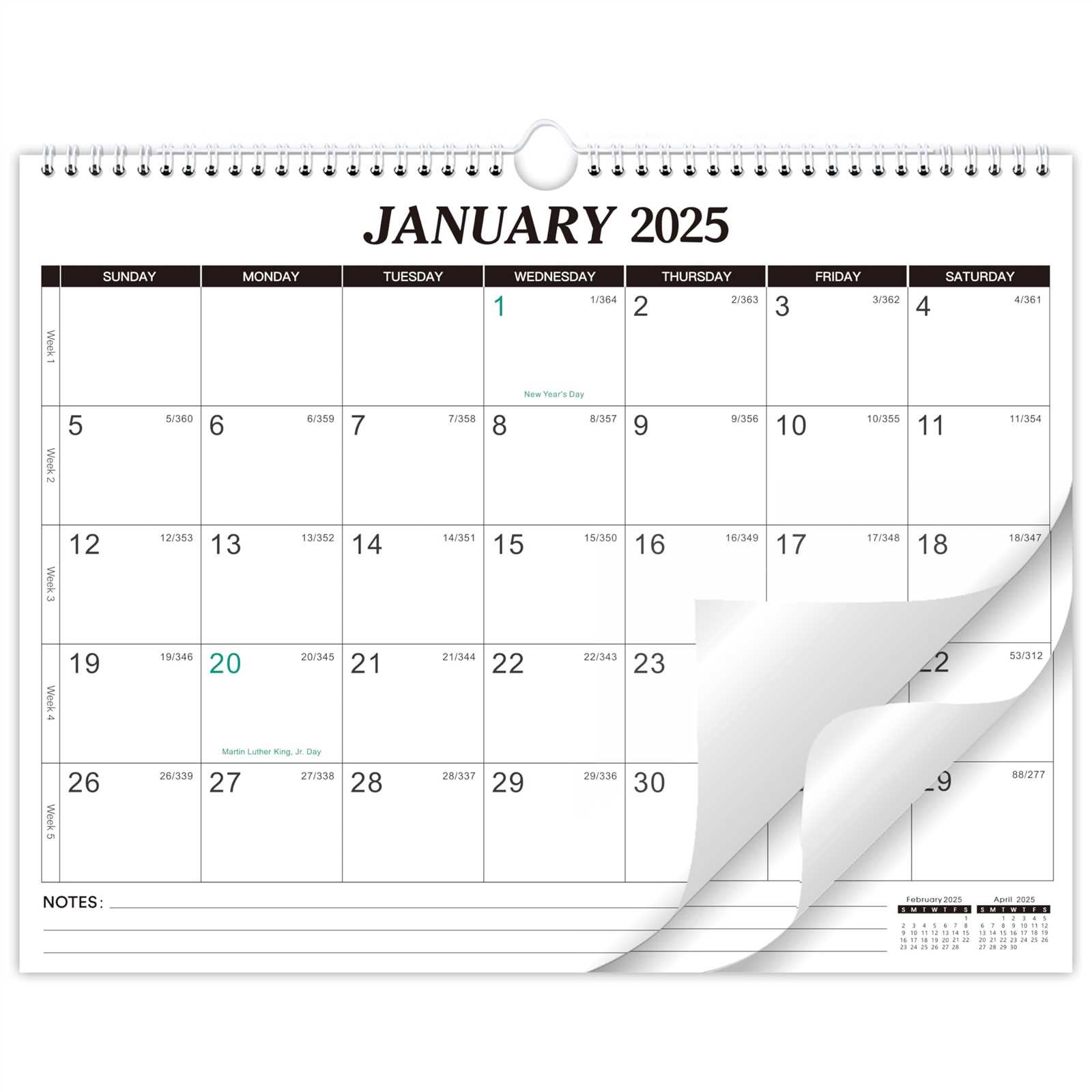 numbers calendar template 2026