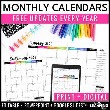 free calendar templates to print