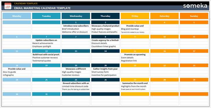 marketing monthly calendar template