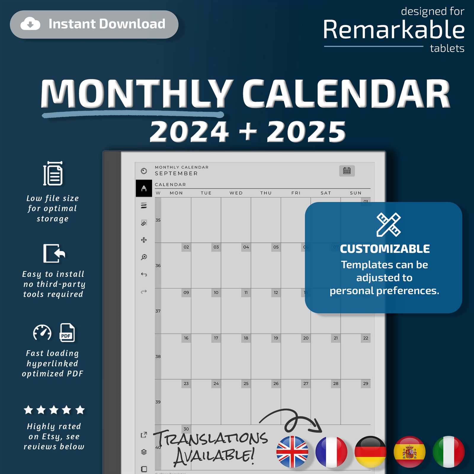 remarkable tablet calendar template