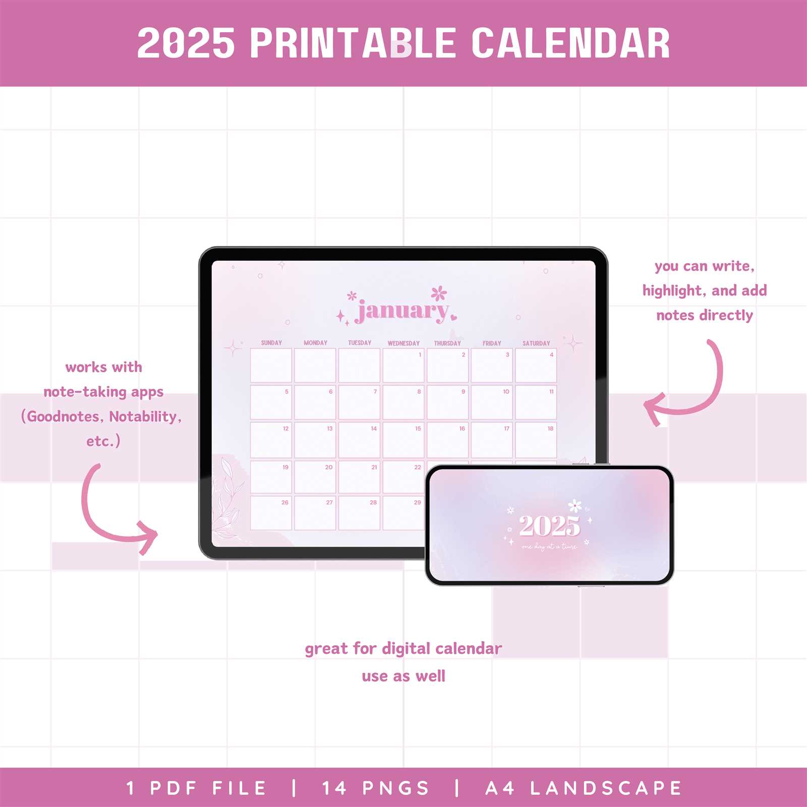 procreate calendar template 2025