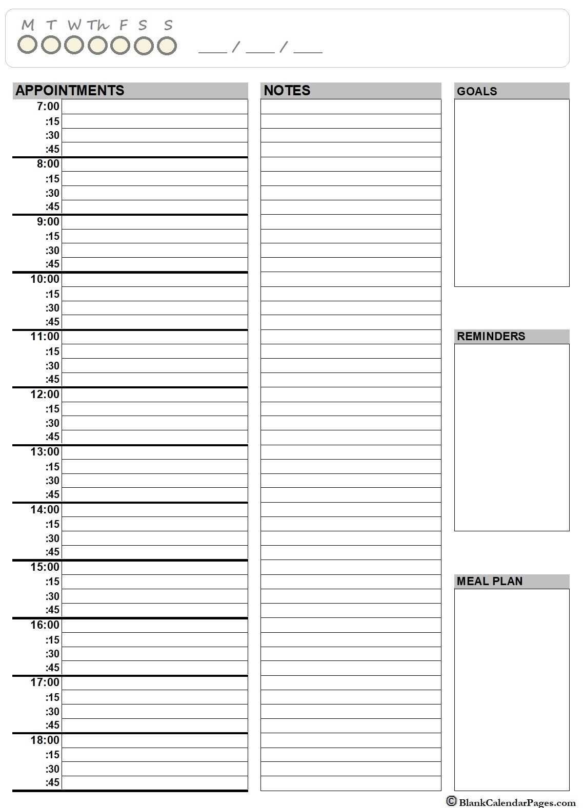 day calendar template free