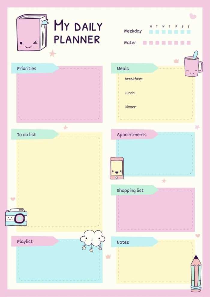 cute daily calendar template