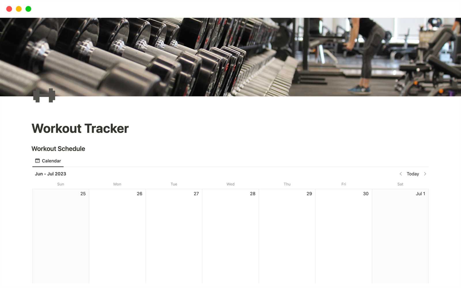 workout training calendar template