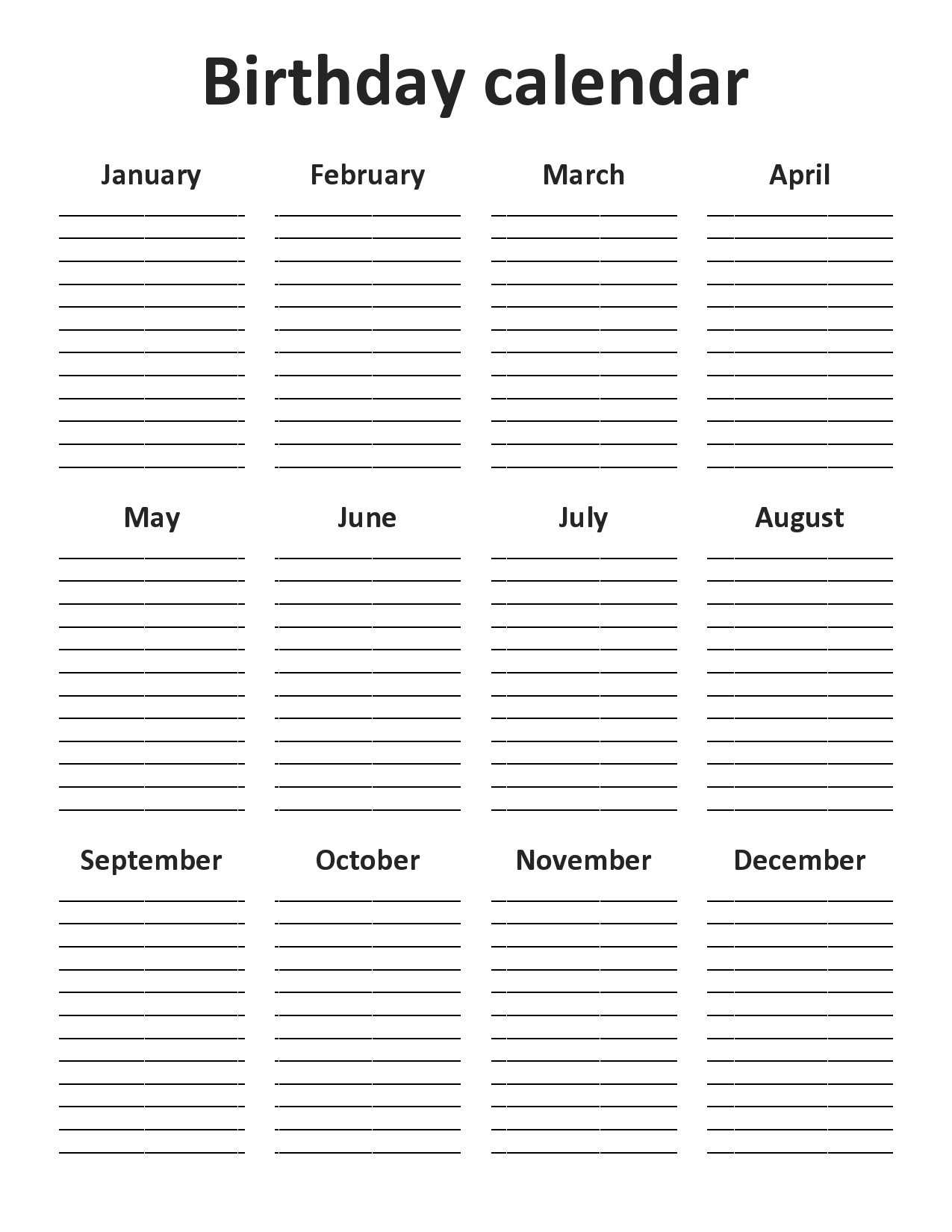 diy birthday calendar template