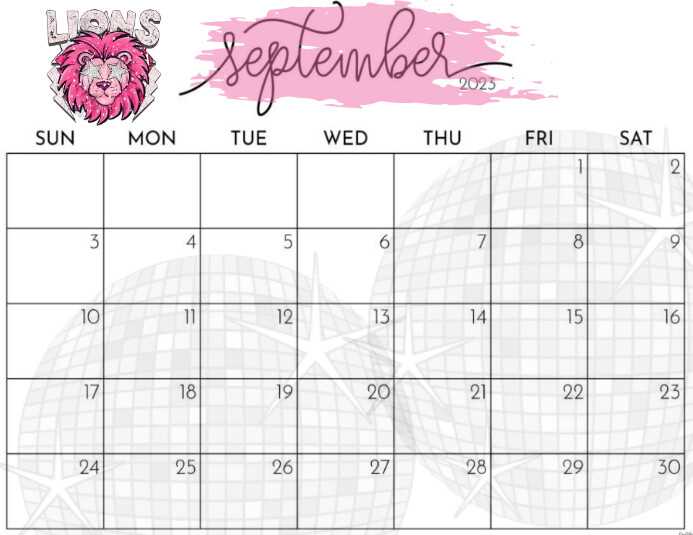 september blank calendar template