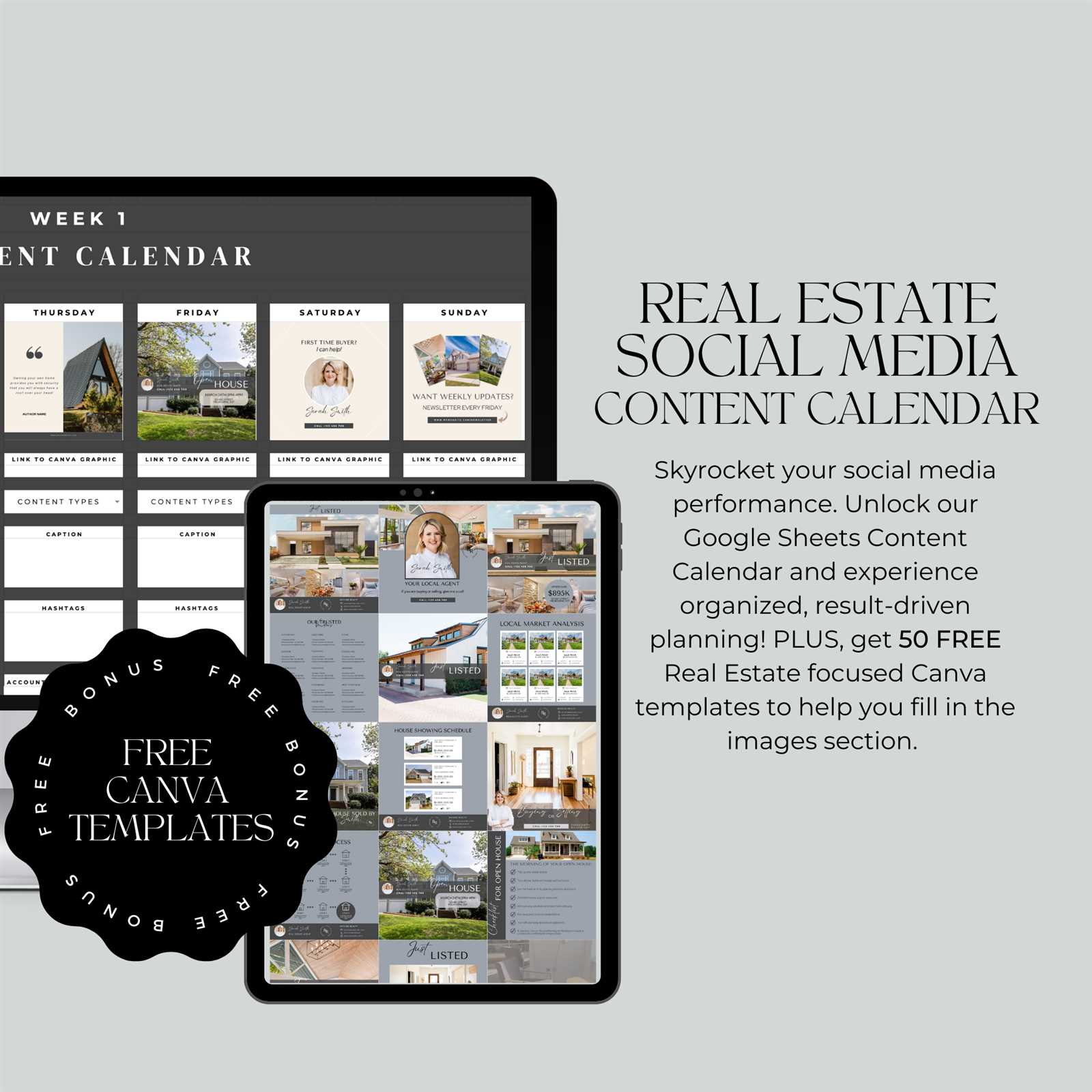 real estate social media calendar template