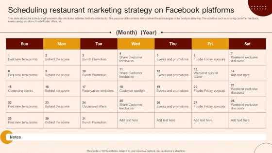 restaurant social media calendar template