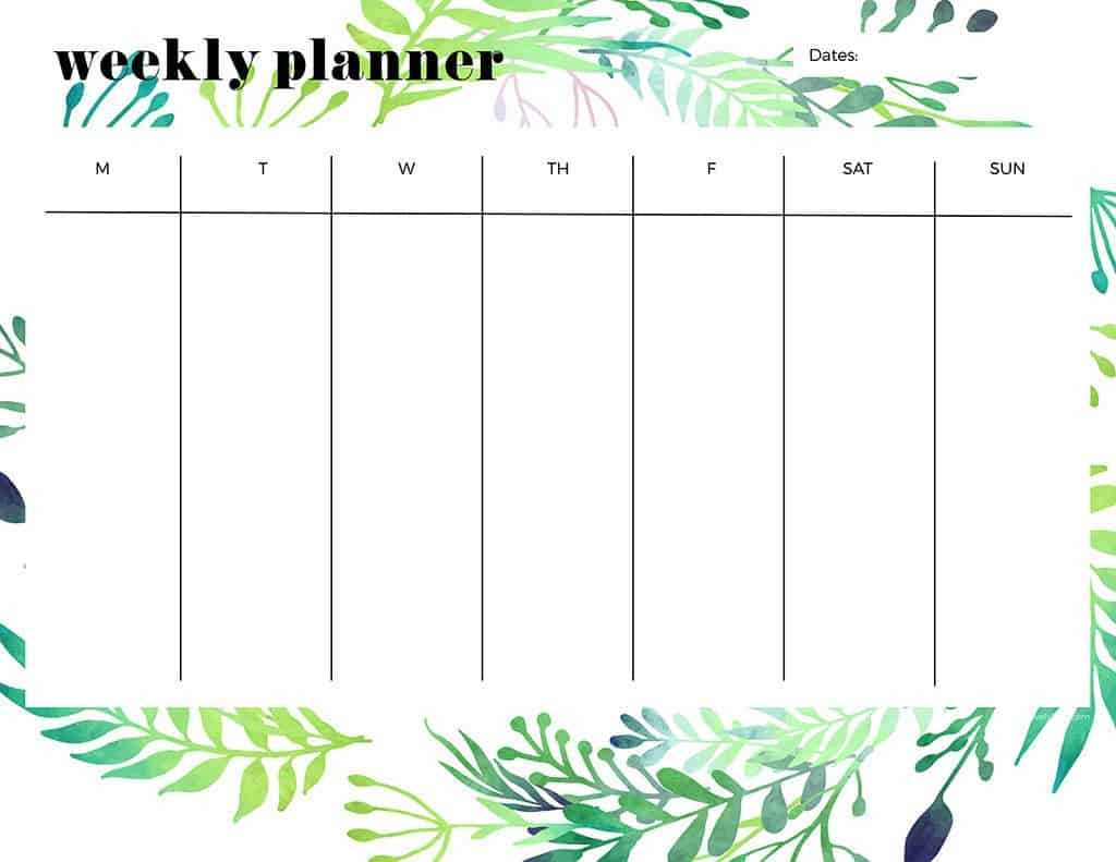 cute weekly calendar template printable