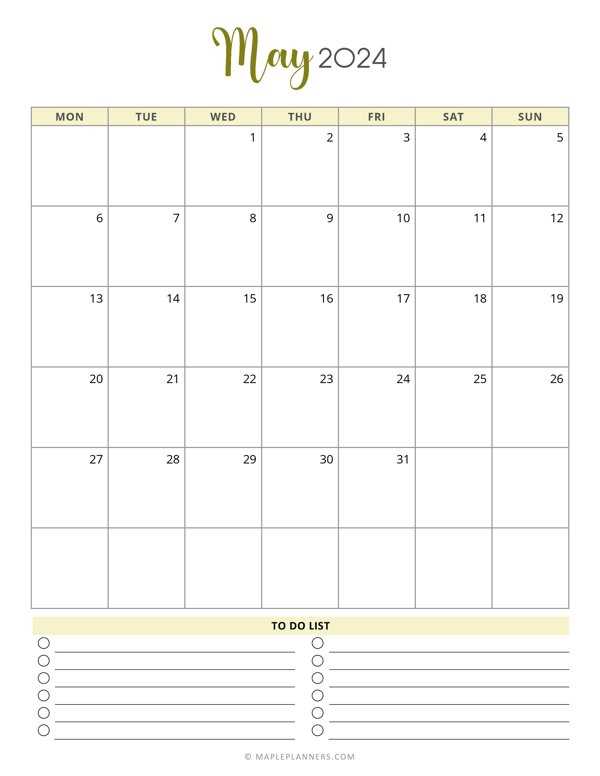 monthly calendar schedule template