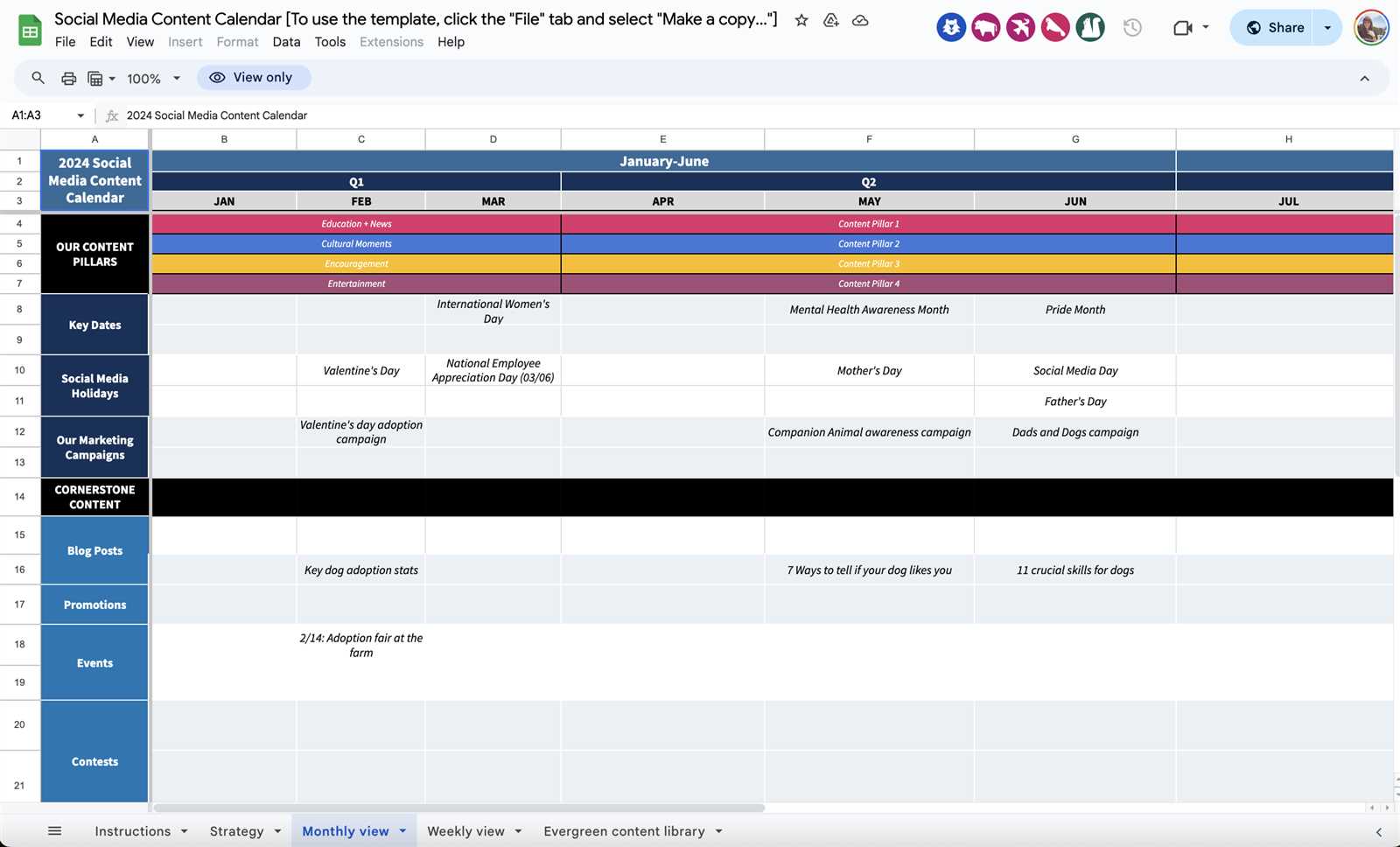 pr editorial calendar template