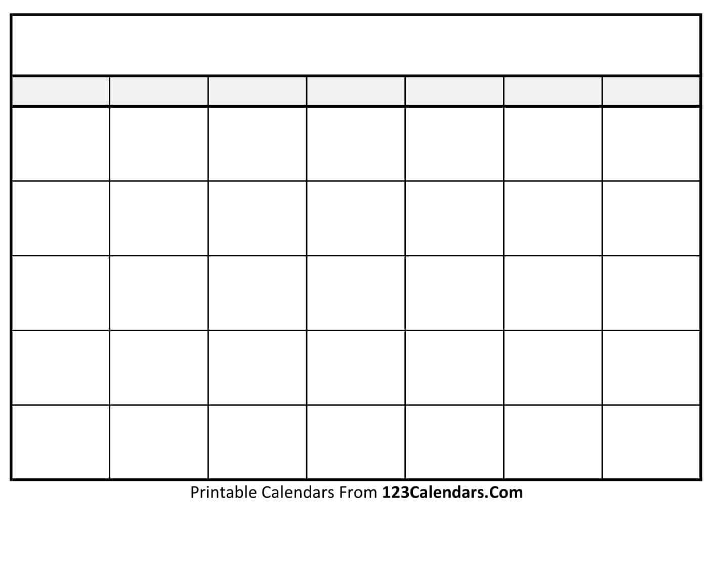 printable free blank calendar template