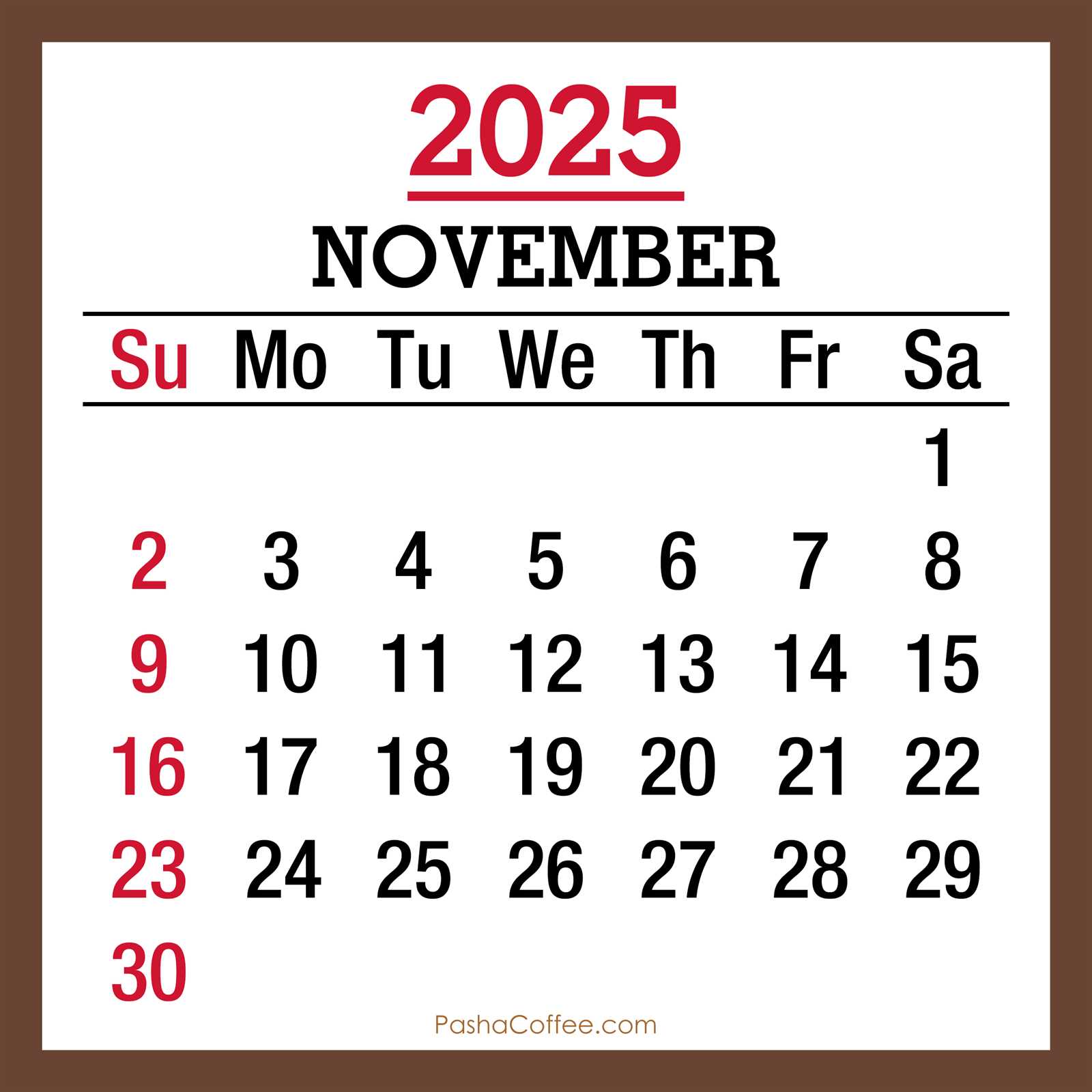 november calendar template 2025