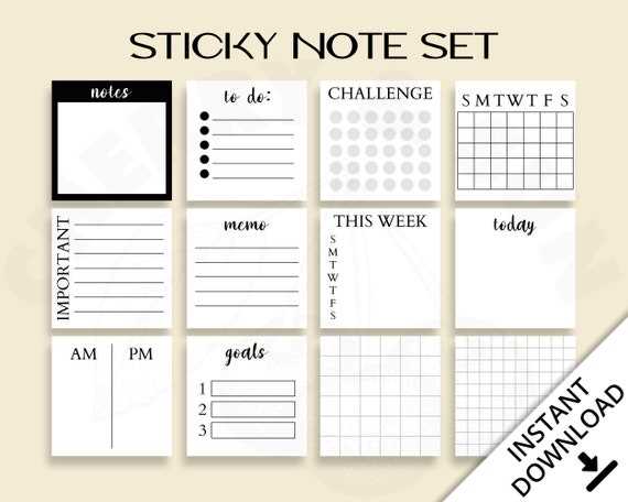 sticky note calendar template