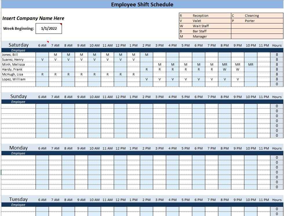 staff calendar template