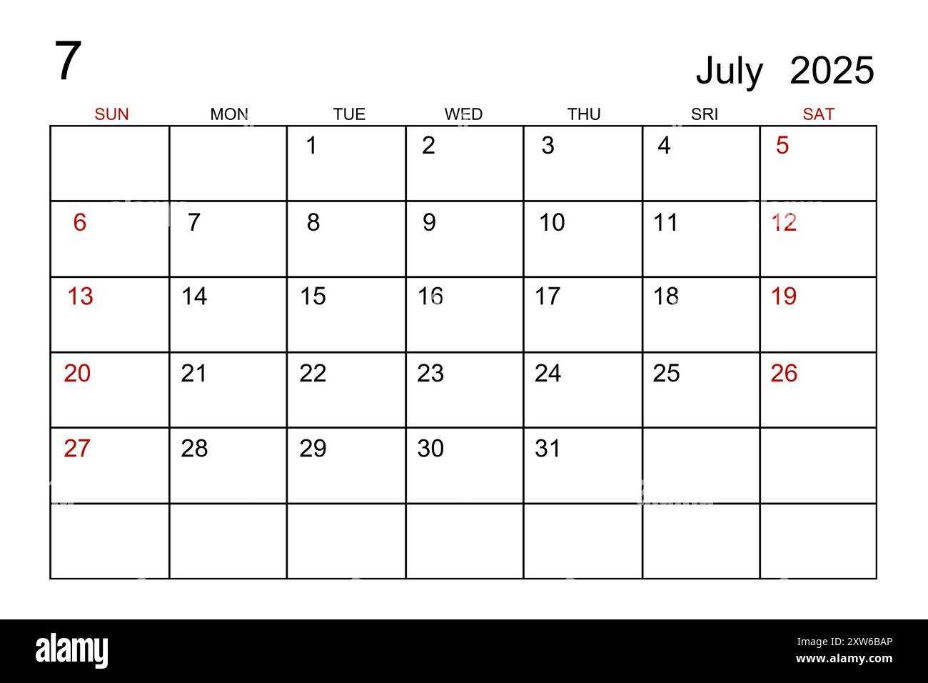 free calendar template july 2025