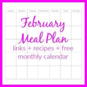 monthly menu calendar template