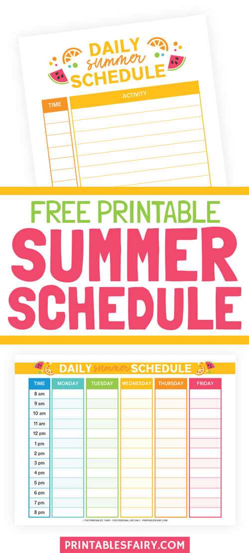 summer activity calendar template