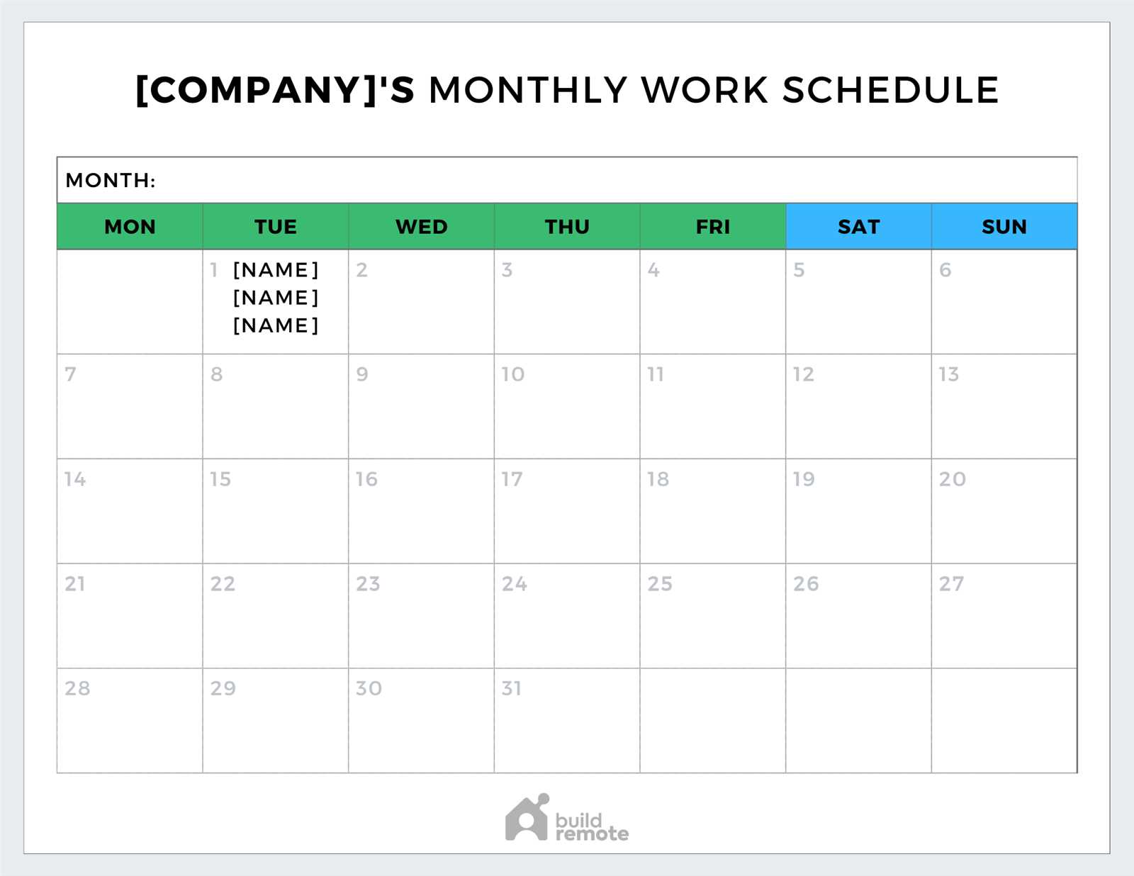 employee days off calendar template