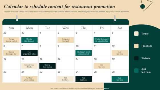 restaurant marketing calendar template