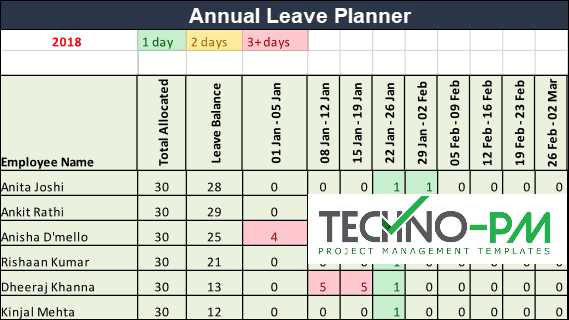 leave calendar template