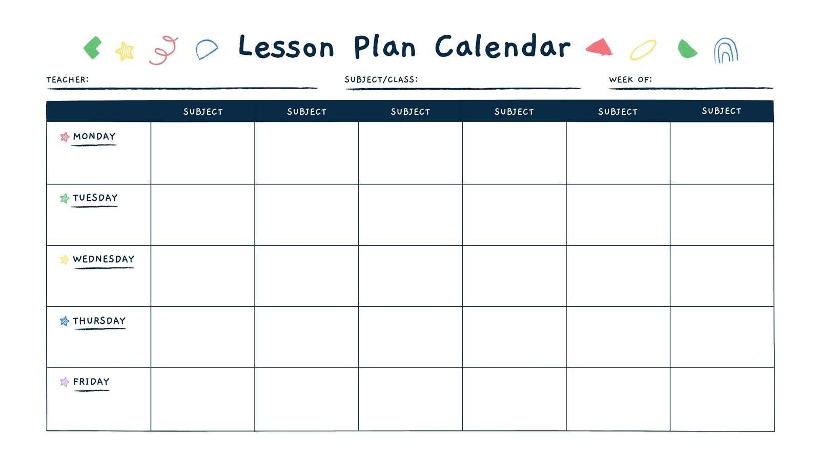 free printable calendar templates for teachers