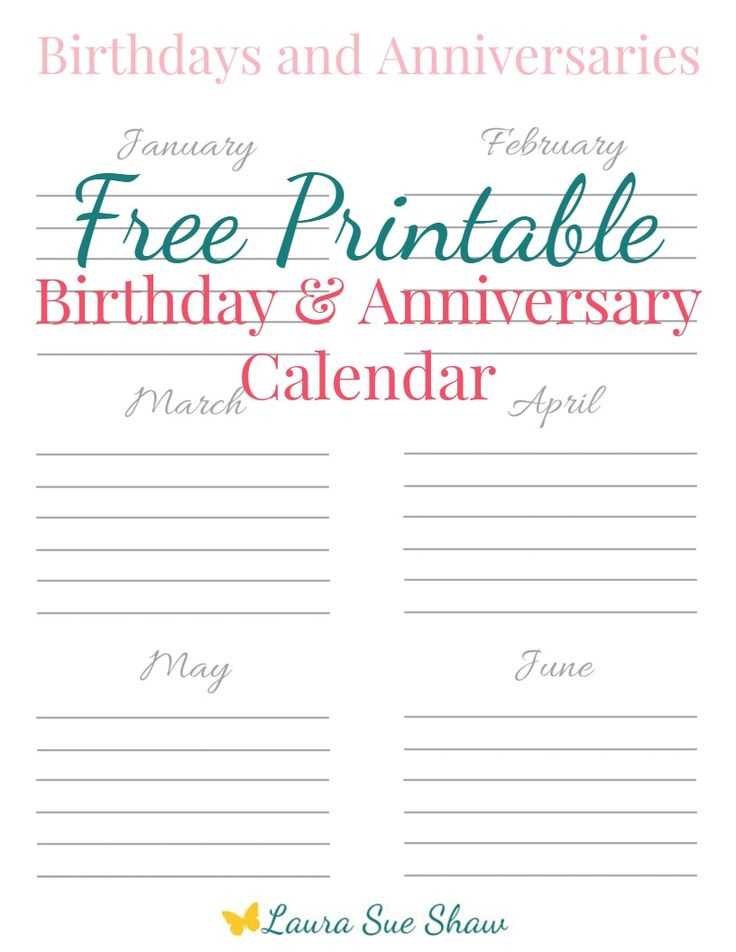 birthday and anniversary calendar template