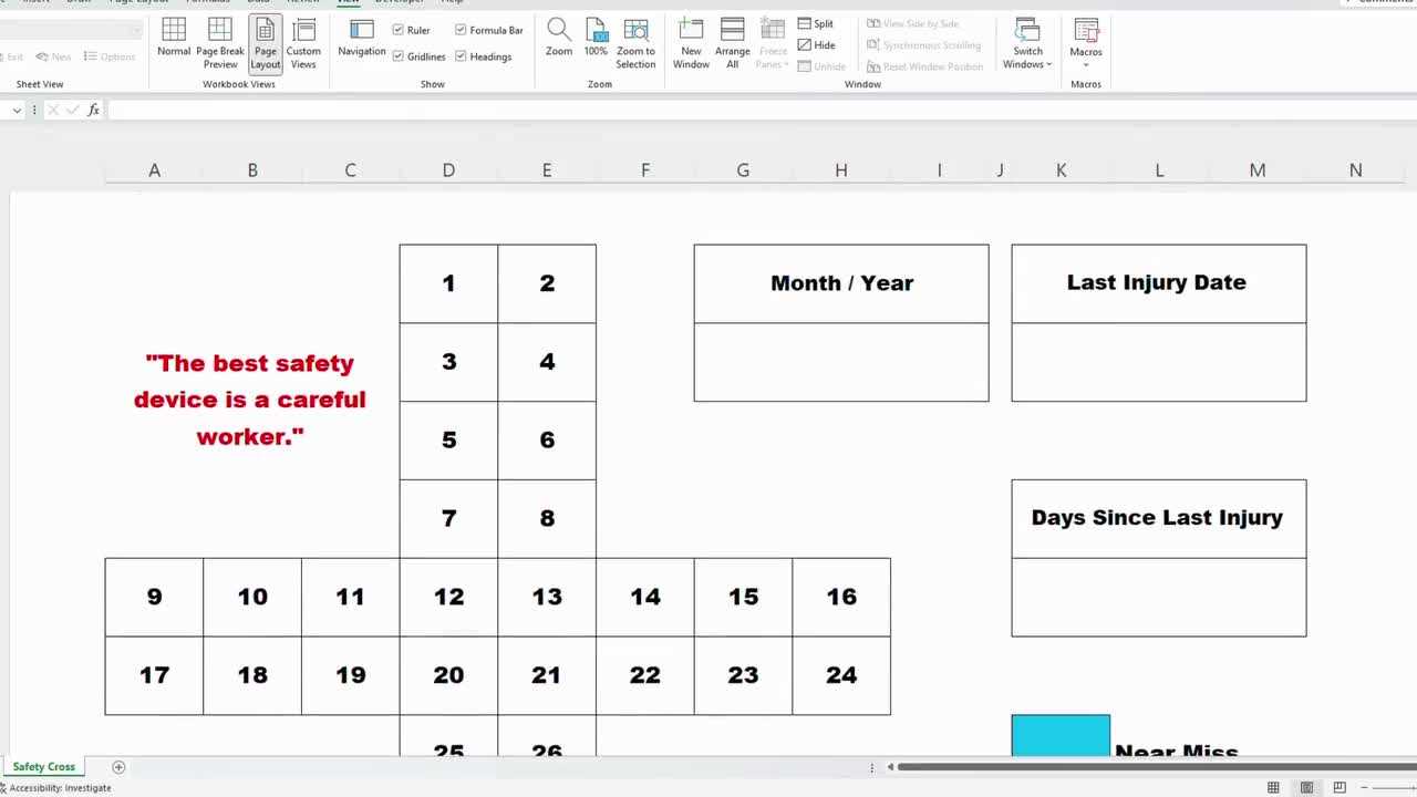 safety cross calendar template