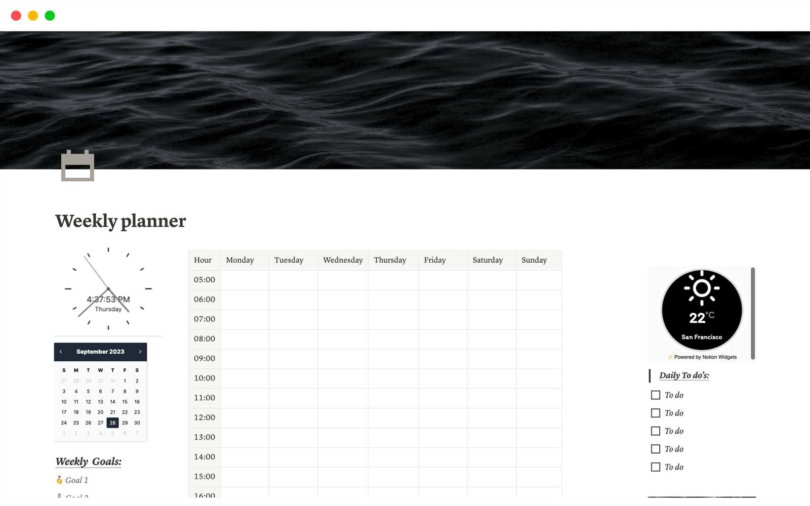 sample weekly calendar template