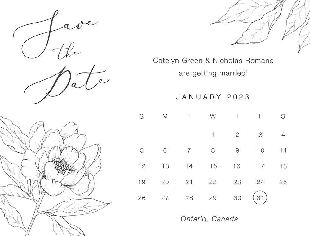 save the date calendar card template