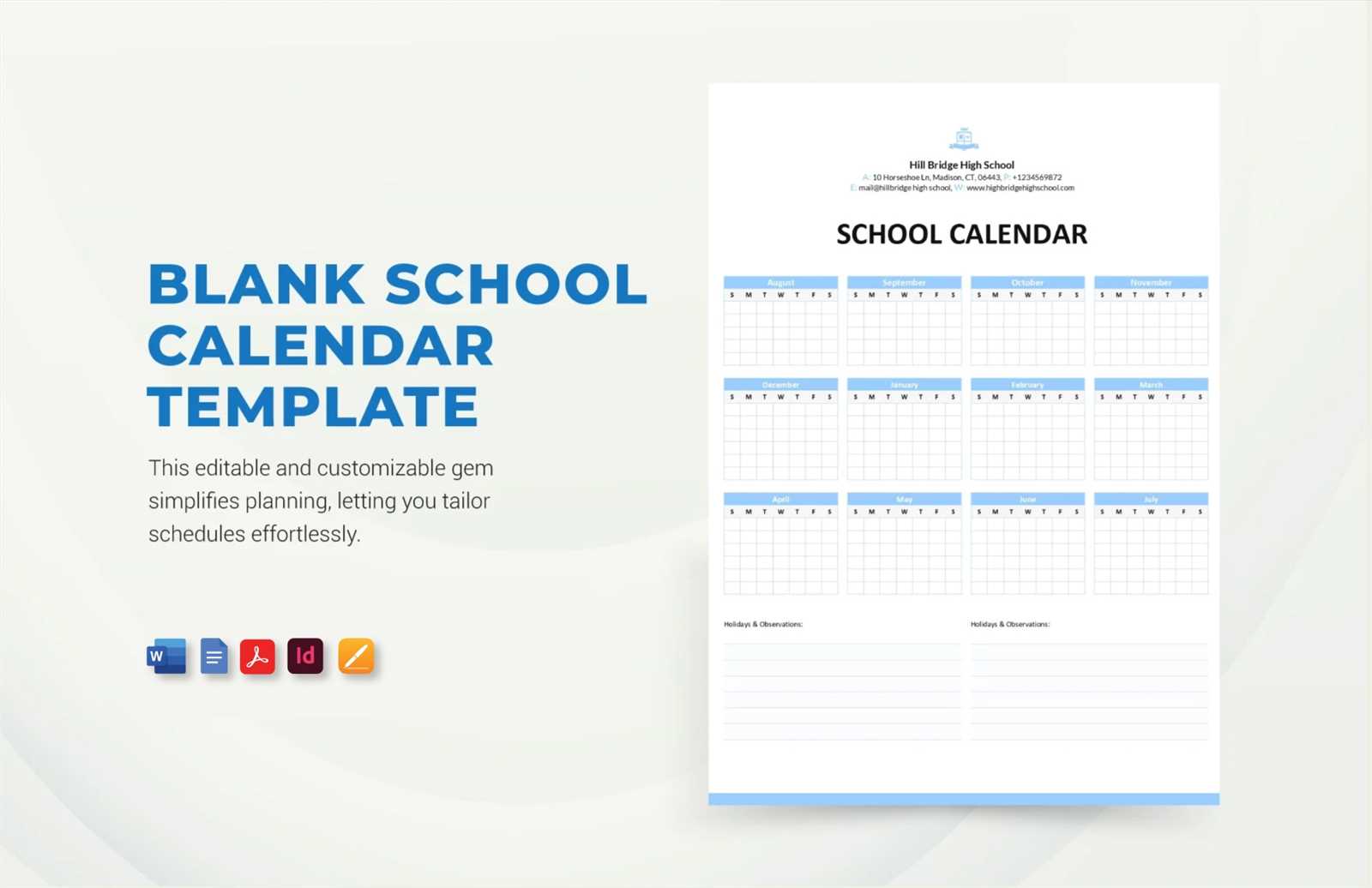 school year calendar template