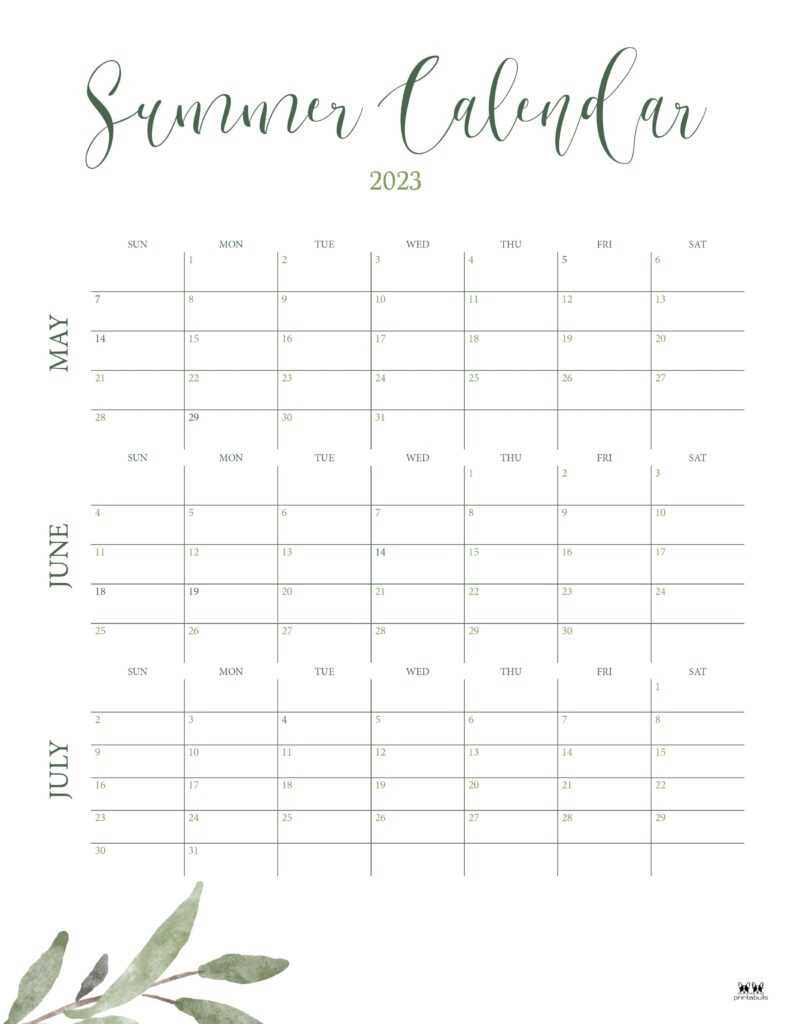 summer planning calendar template