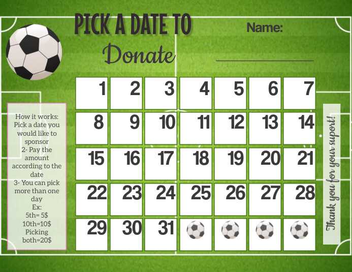 pick a date calendar fundraiser template free