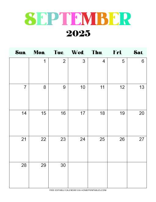 sept calendar template