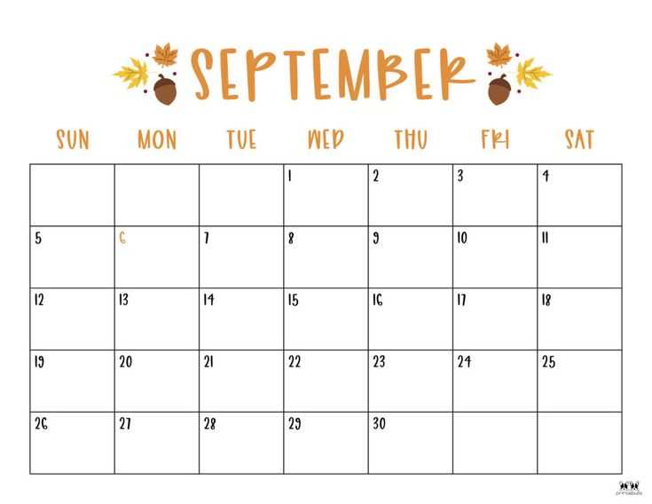 september blank calendar template