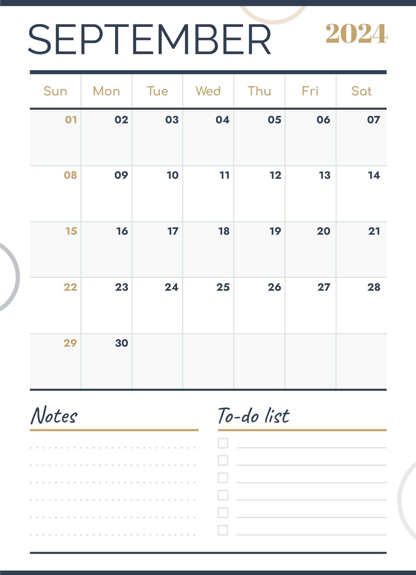 september blank calendar template