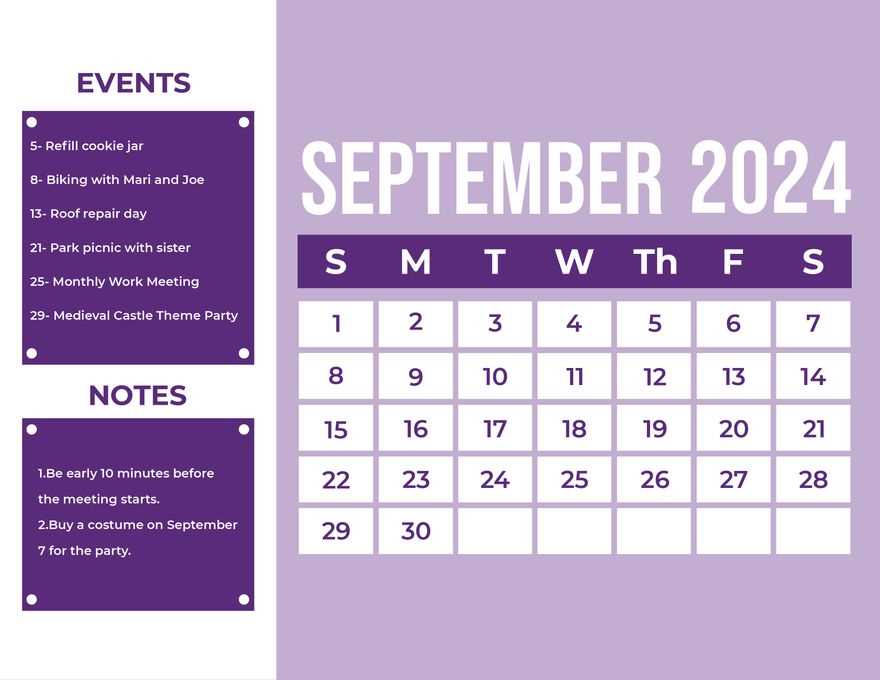 september calender template