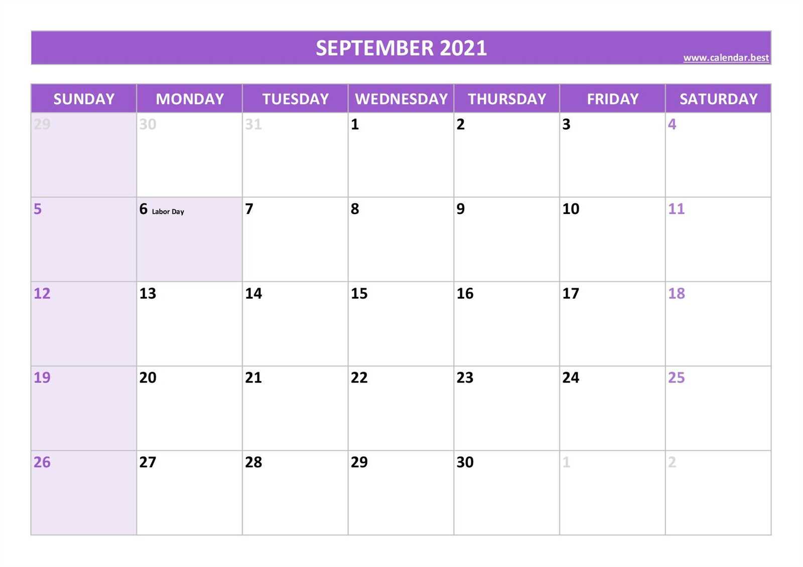 september calender template