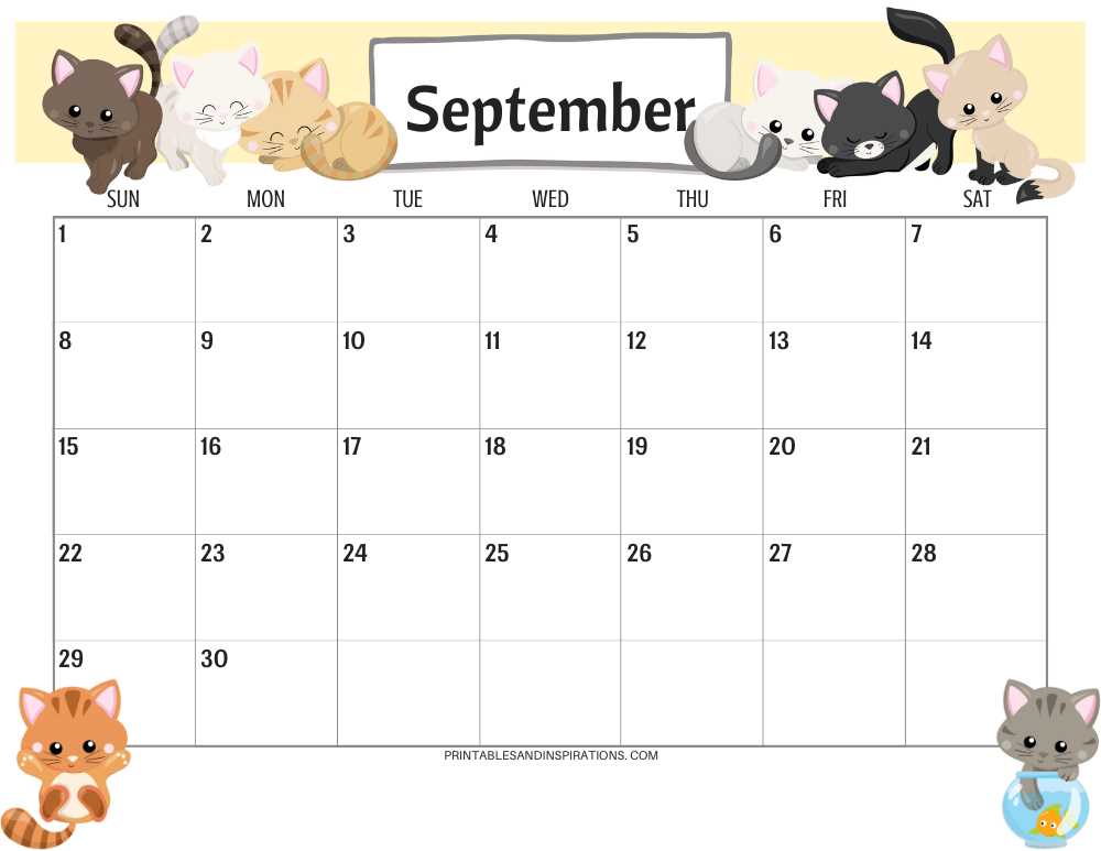 september monthly calendar template