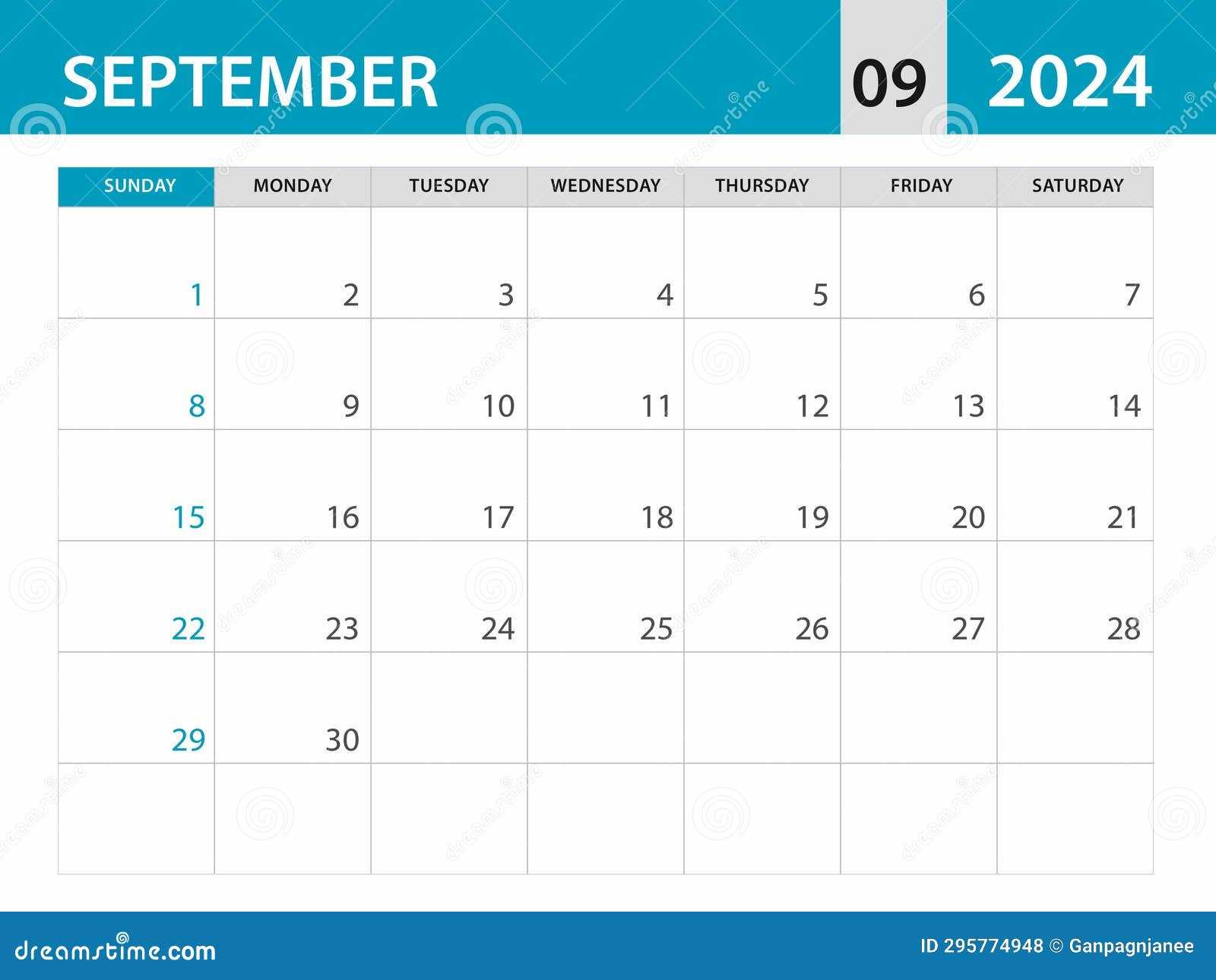 september template calendar