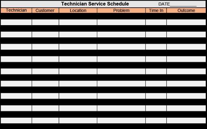 service calendar template