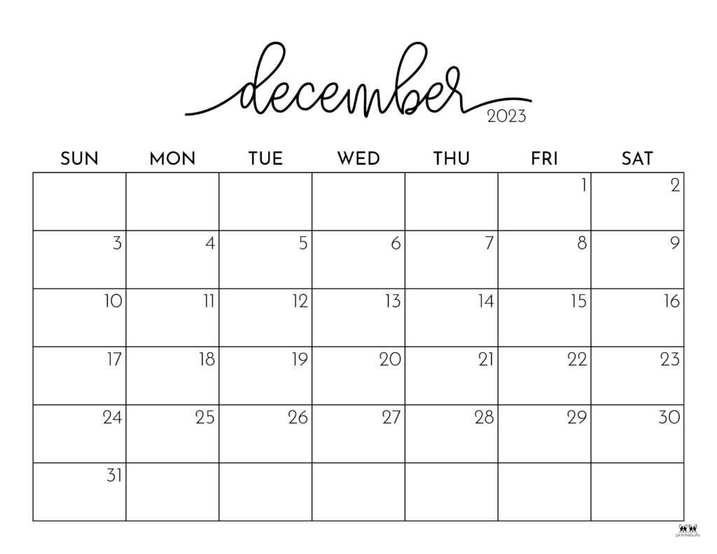 dec calendar template